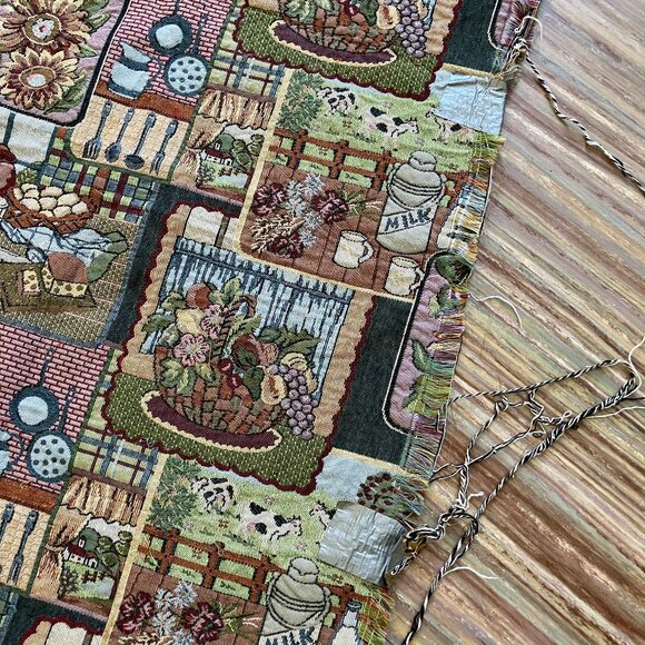 Sunflower Country Cow Farm Tapestry Fabric Remnant AS-IS 20x54" - Picture 2 of 4